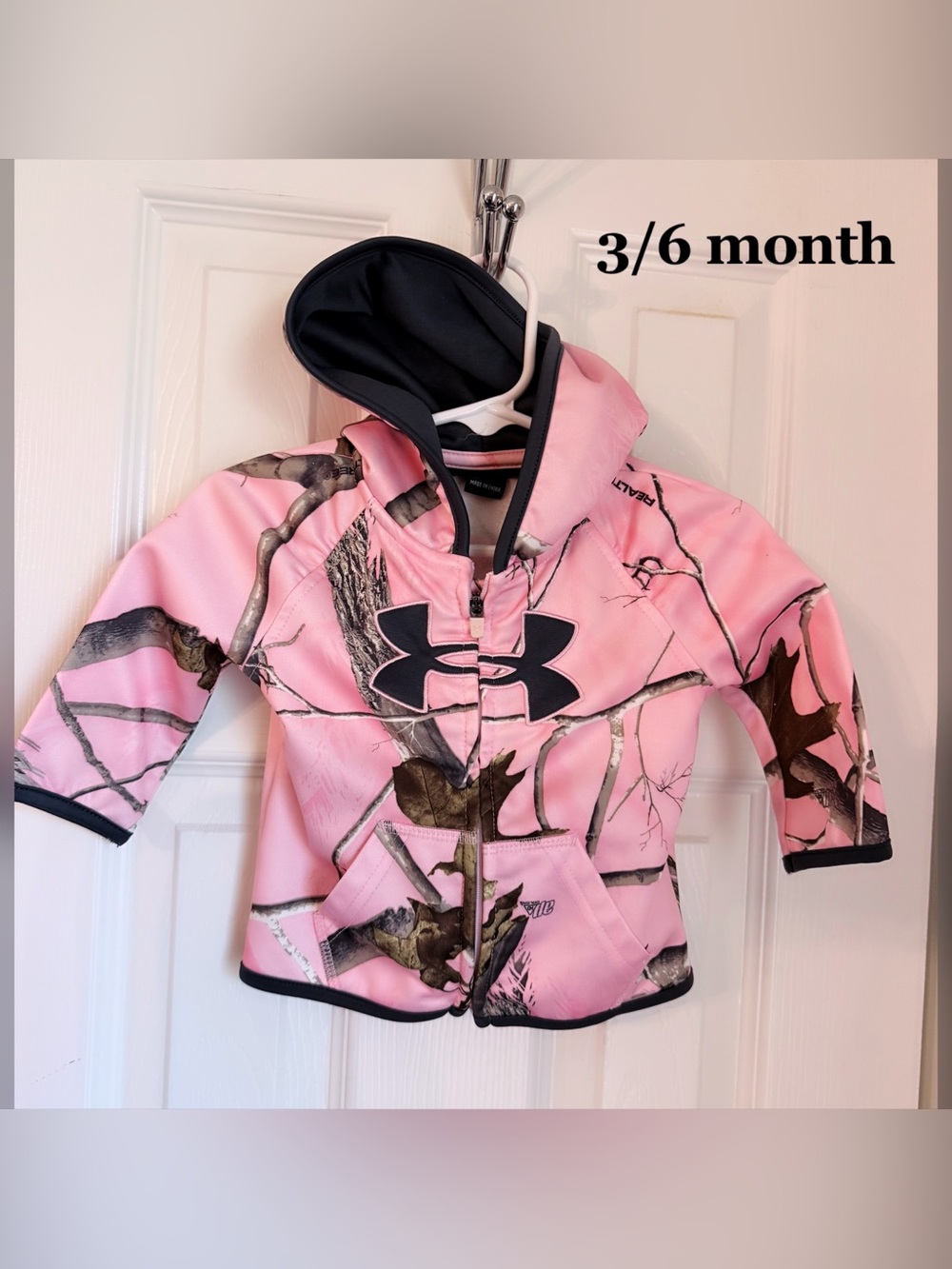 Under Armour Pink Camo Hooded Zip Sweatshirt for Kids